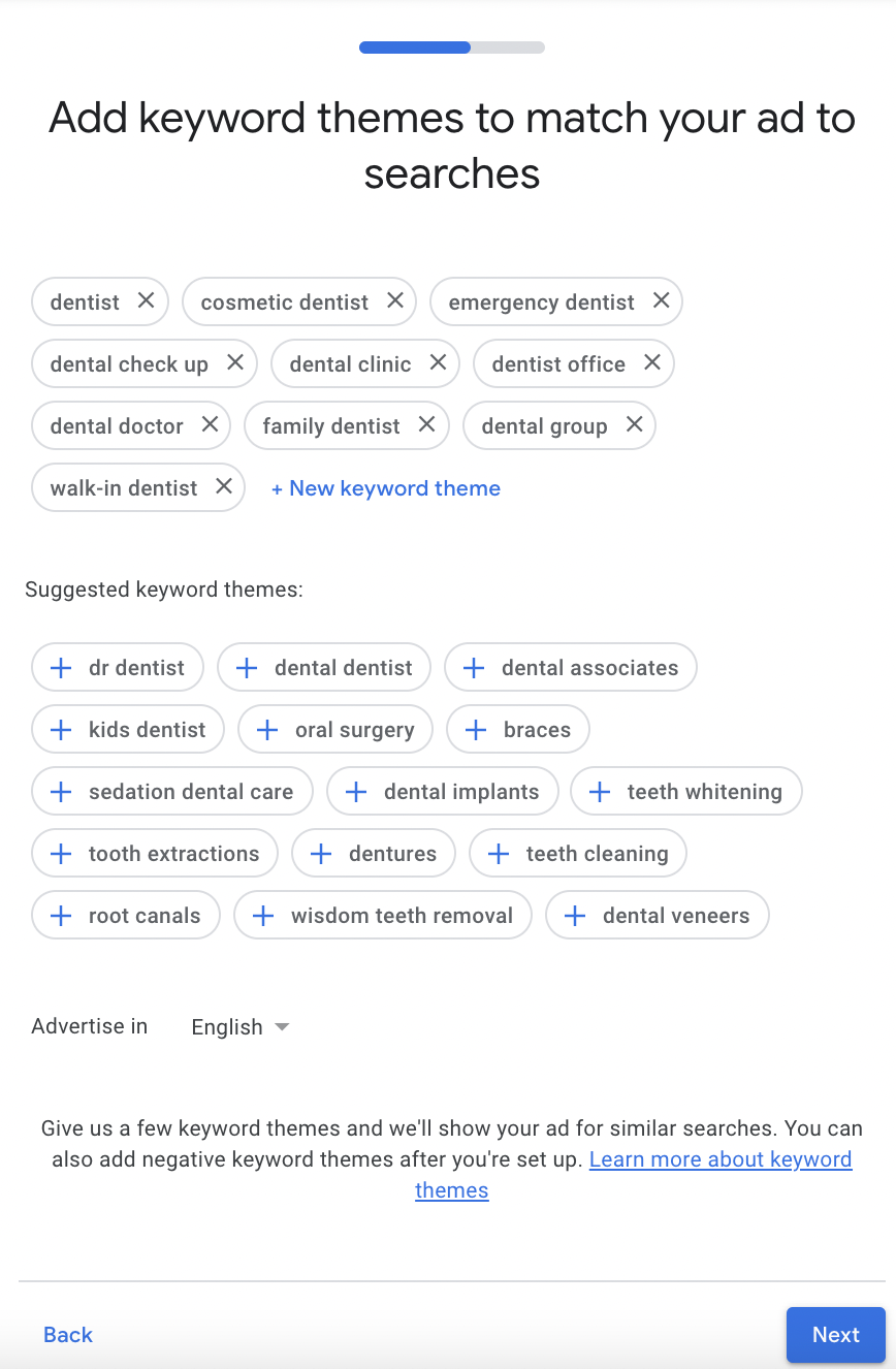 google ads keywords for dentists