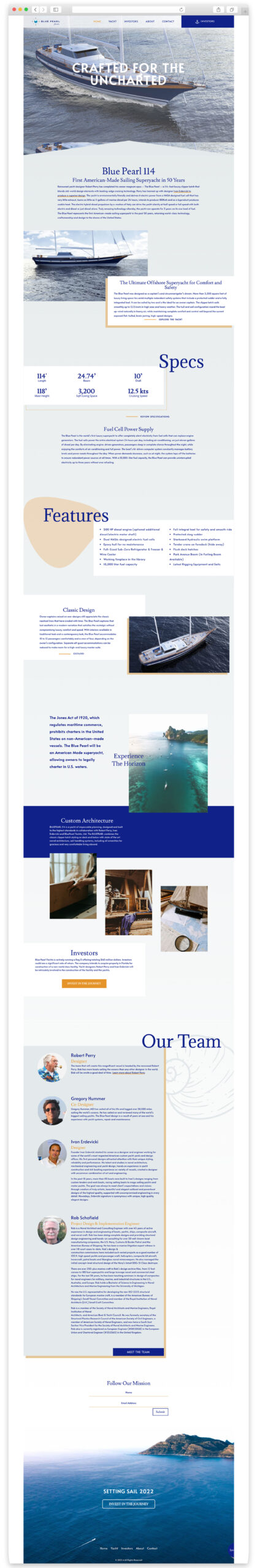 Website designed by Acclaim for Blue Pearl Yachts in Cleveland.