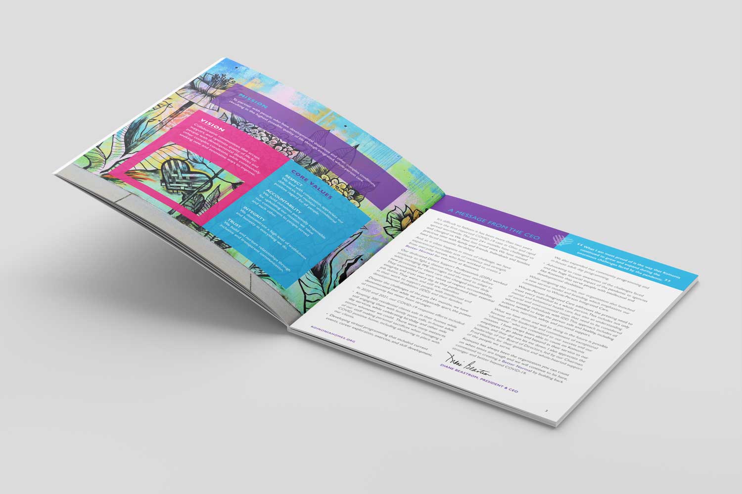 Brochures created for Koinonia to disseminate information about their programs.