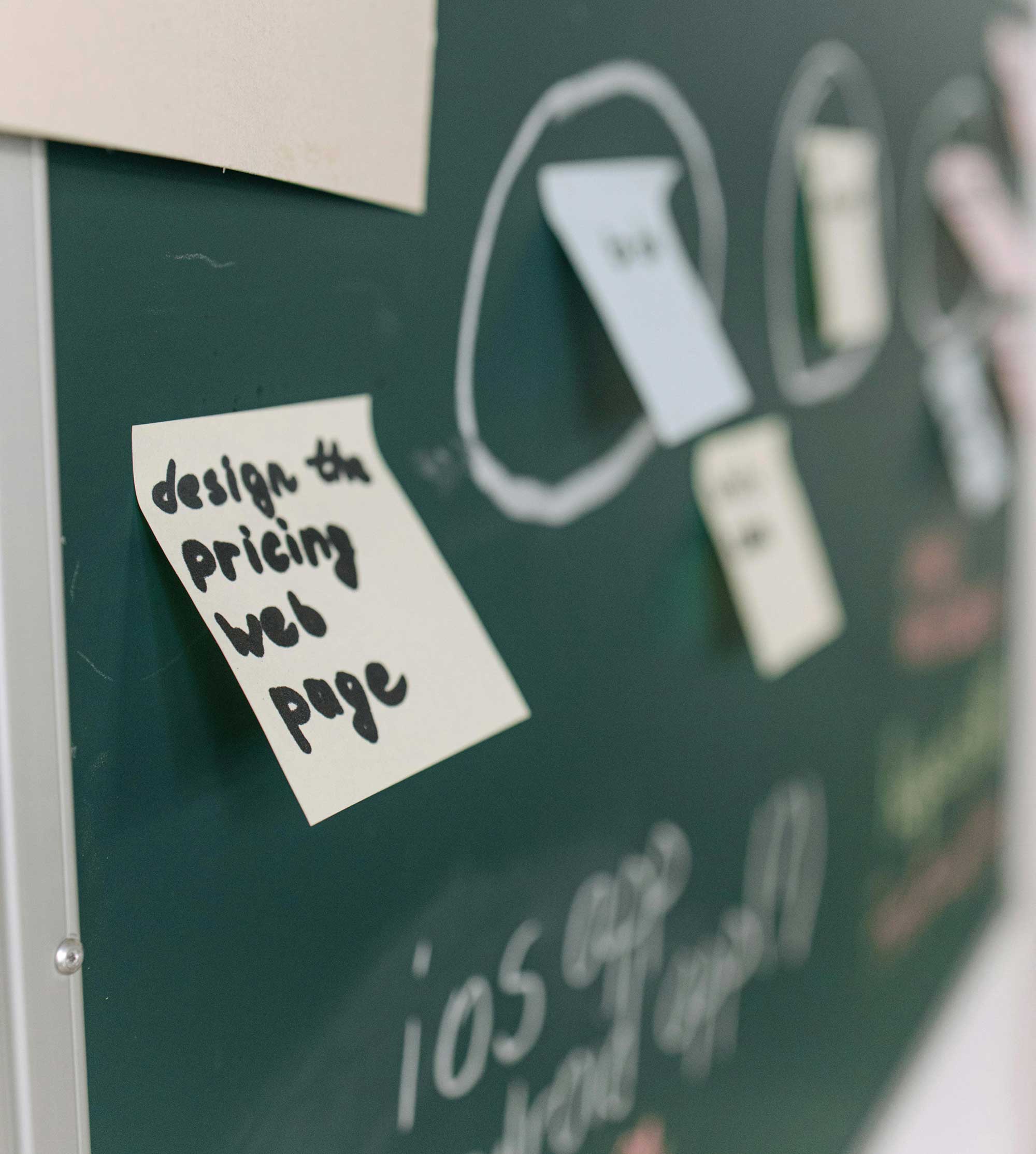 a post0it note with "design the pricing web page" written on it.